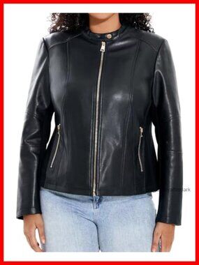 Plus Size Faux Leather Moto Jacket Oversized Motorcycle Coat
